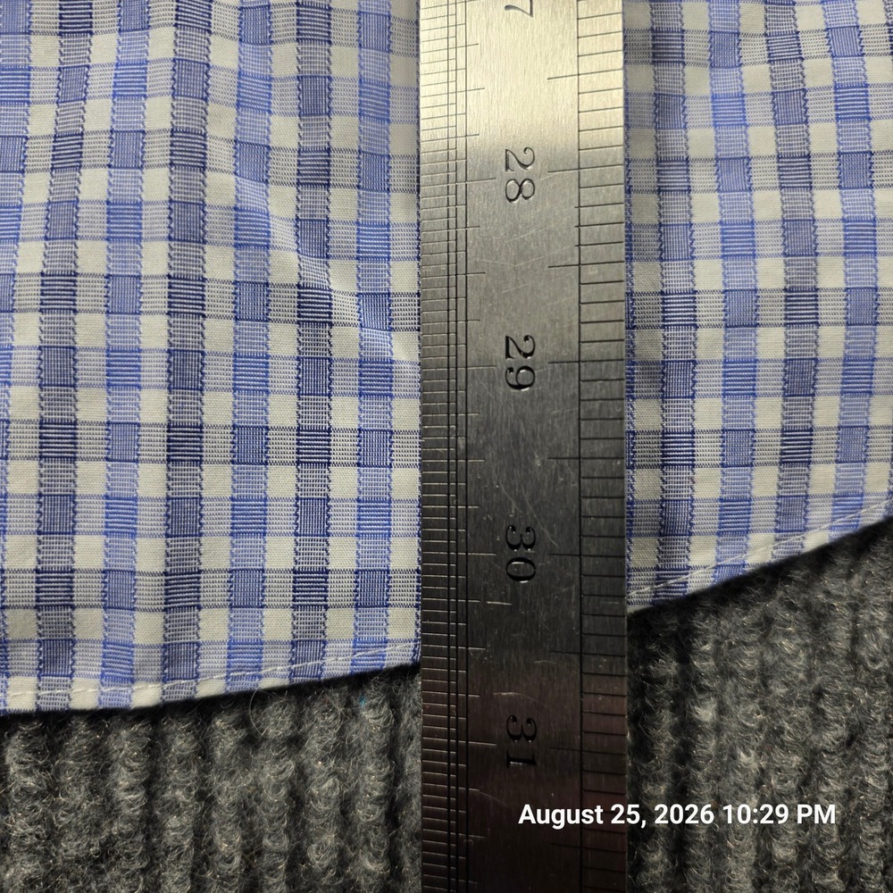 UNTUCKit Mens XL Tall Wrinkle Free Blue Gingham Long Sleeve Button Down Shirt - Picture 3 of 5